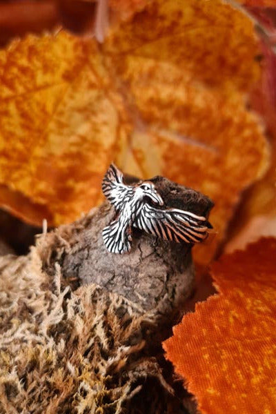 Viking Ring Raven Hugin made of Silver