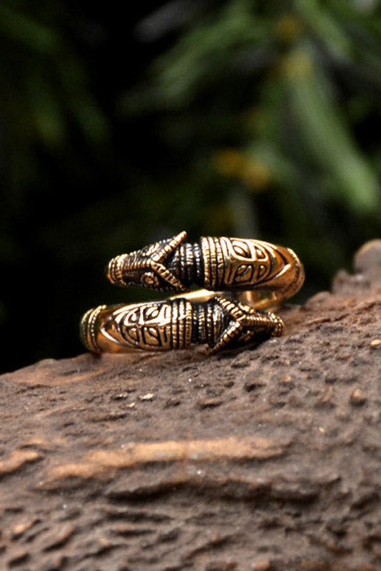 Wikinger Ring Drachenkopf aus Bronze