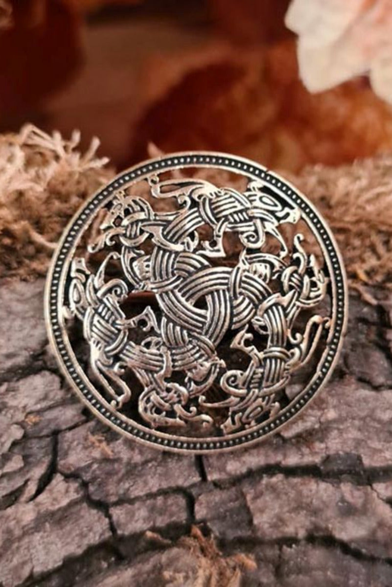 Viking disc brooch, Gotland, Ringerike style, bronze - replica