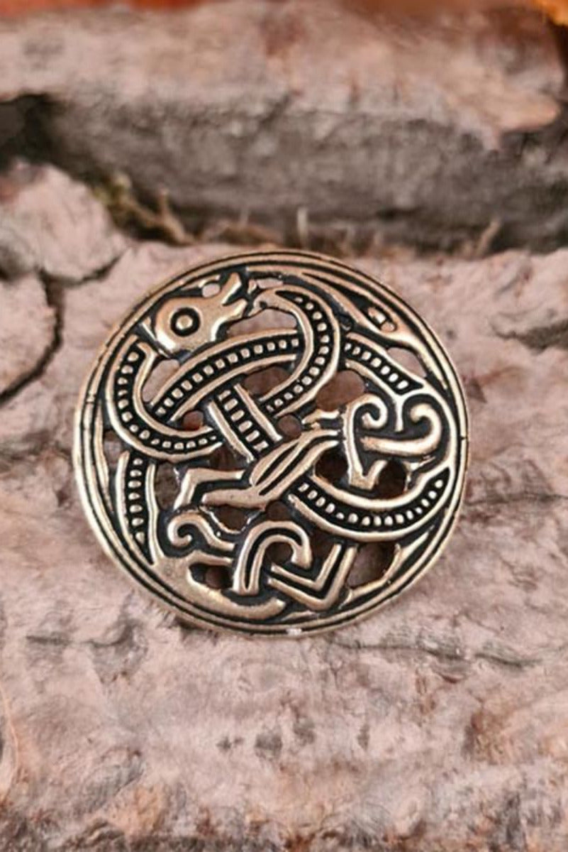 Viking disc brooch in Jelling style, bronze - replica