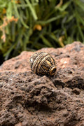 Wikinger Schmuckperle mit Dreieck Granulationsmuster aus Bronze - Replik