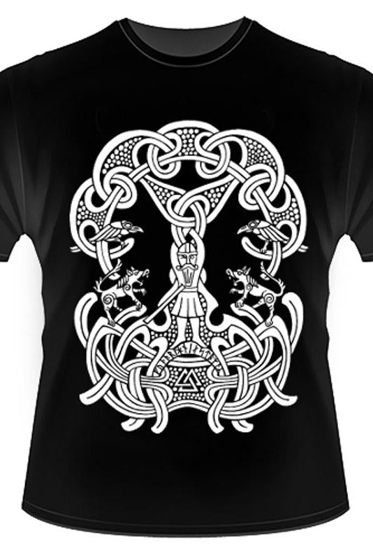 Wikinger T-Shirt Odin mit Runen schwarz