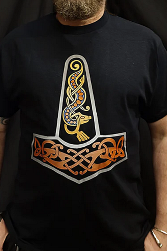 Wikinger T-Shirt Thors Hammer schwarz
