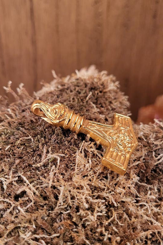 Viking Thor's Hammer Bird Head Replica - gold-plated