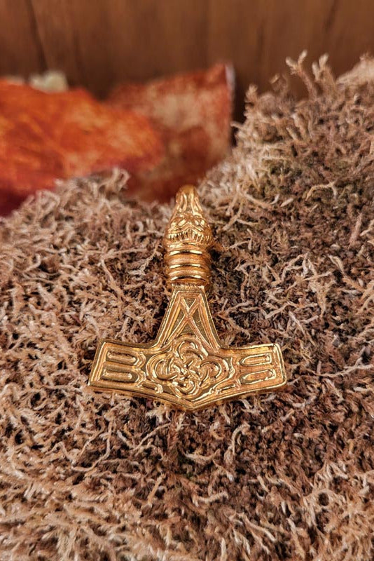 Viking Thor's Hammer Bird Head Replica - gold-plated