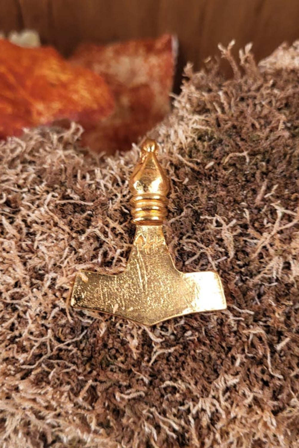 Viking Thor's Hammer Bird Head Replica - gold-plated