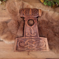 Viking Drinking Horn Stand Thor's Hammer Made of Wood