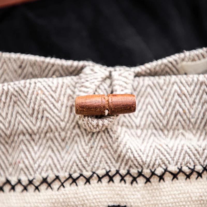 Viking Shoulder Bag with Embroidery Natural