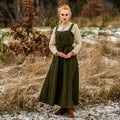 Wikinger Überkleid aus Leinen mit Lederapplikation und Schnürung