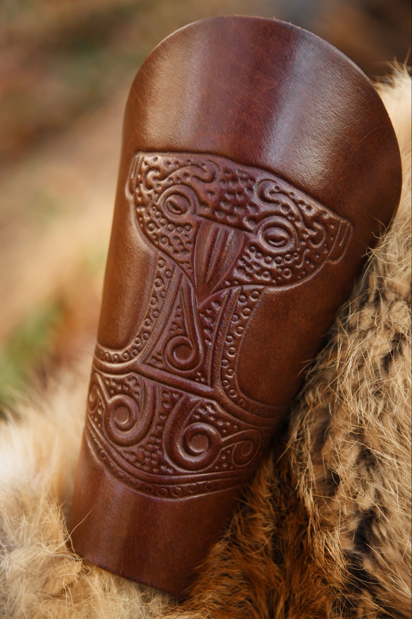 Viking Arm Cuff Thor's Hammer Leather
