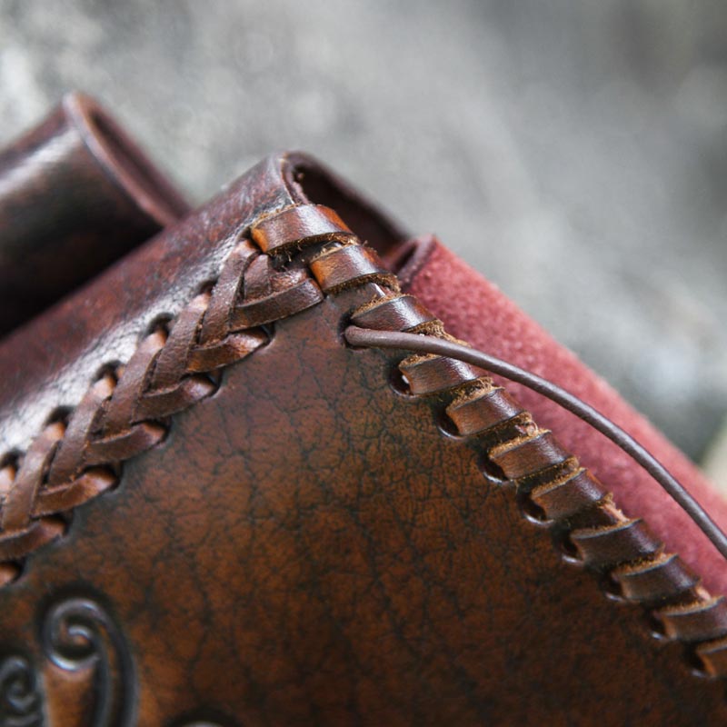 Wikinger Gürteltasche mit Wikingerdrache aus Leder