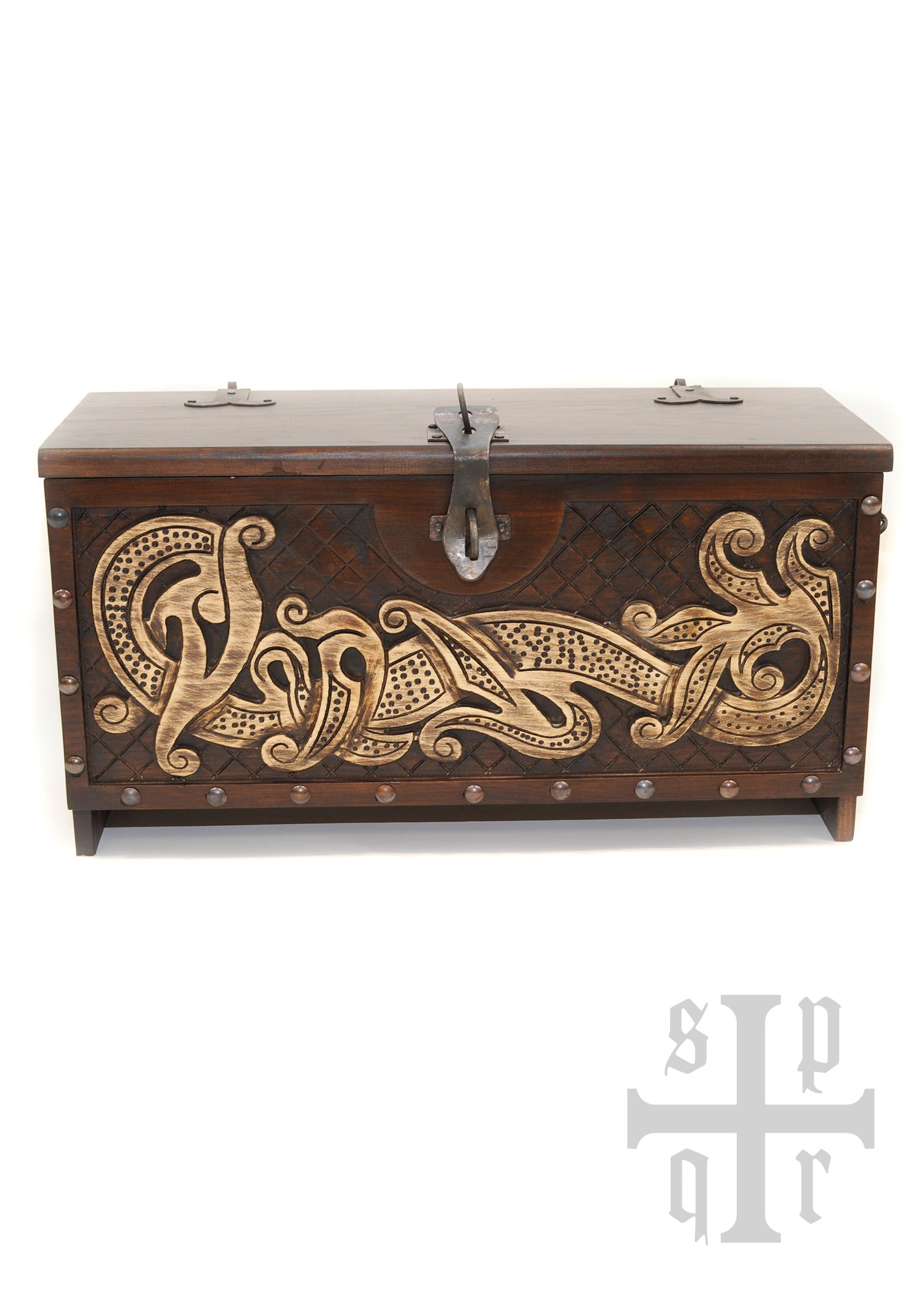 Wikinger Holztruhe Jörmungandr 66 x 25 x 35 cm