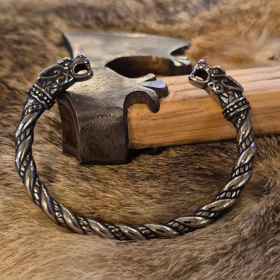 Wikinger Armreif Fenriswolf aus Edelstahl