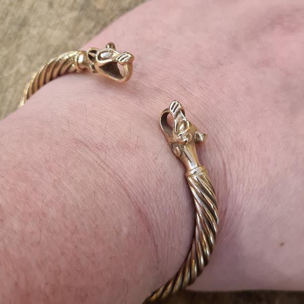 Viking Bracelet Wolf Heads Bronze