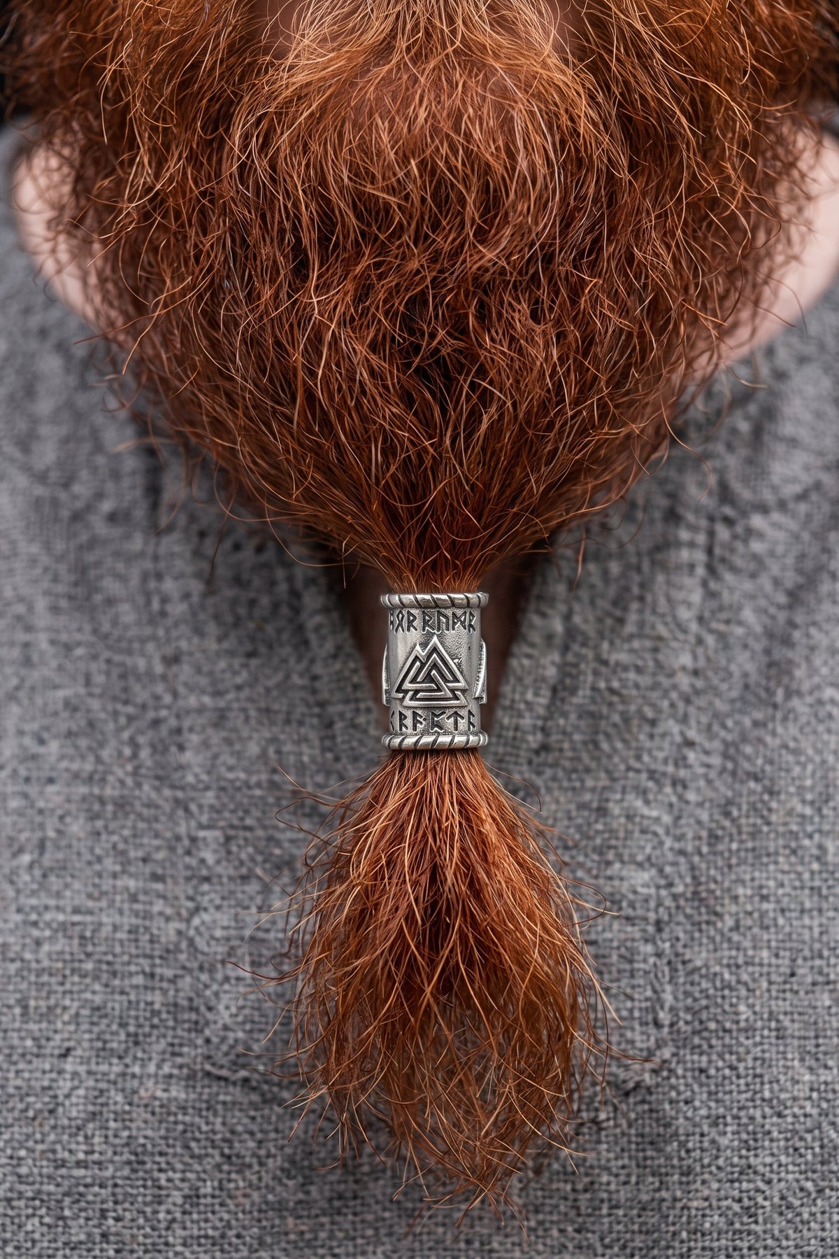 Wikinger Bartperle Valknut aus Zinn