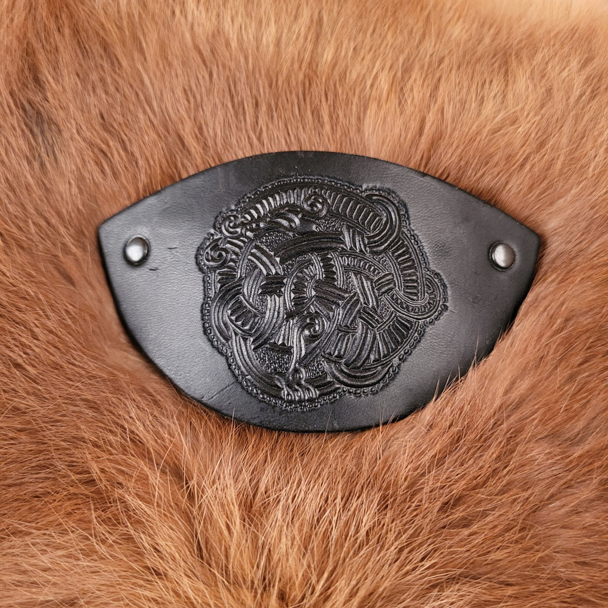 Viking Hair Clip with Leather Embossing and Clip