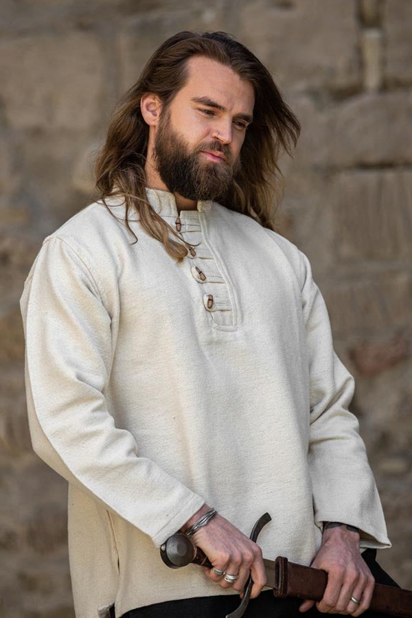 Viking shirt with wooden buttons