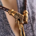 Wikinger Kette aus Leder und Bronze im Oseberg-Stil 65 cm