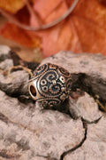 Viking spherical bead, Birka, with spiral pattern, bronze