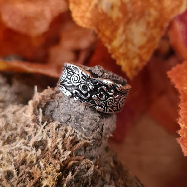 Viking Splendor Ring Geri and Freki made of Silver