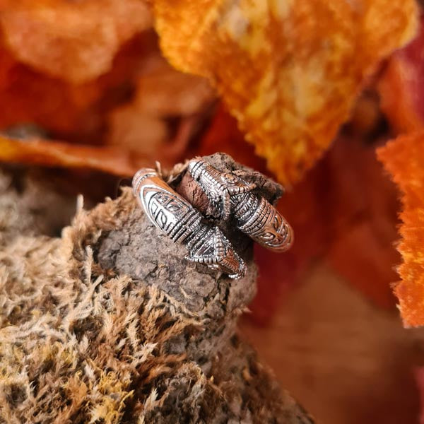 Wikinger Ring Drachenkopf aus Silber