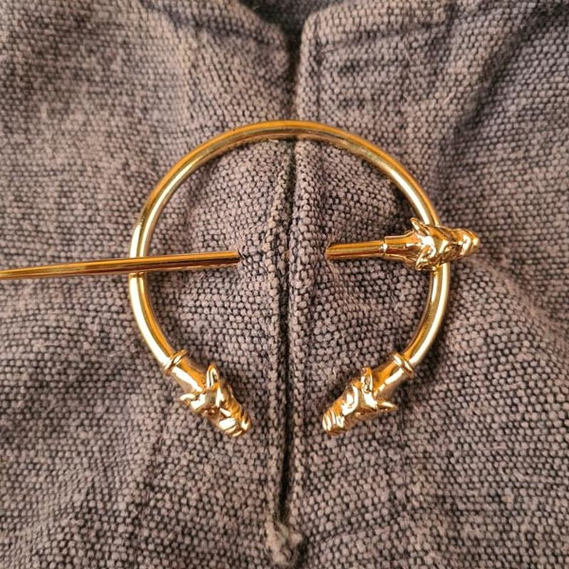 Wikinger Ringfibel Wolfskopf aus Bronze
