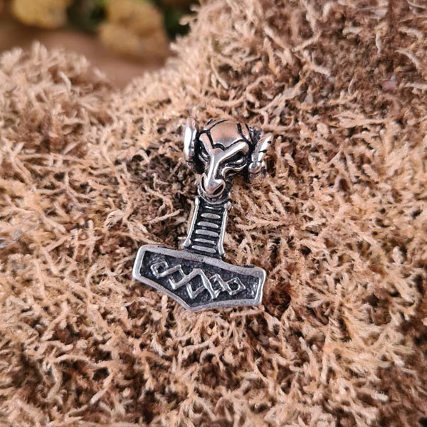 Wikinger Thorshammer Widderkopf aus Silber