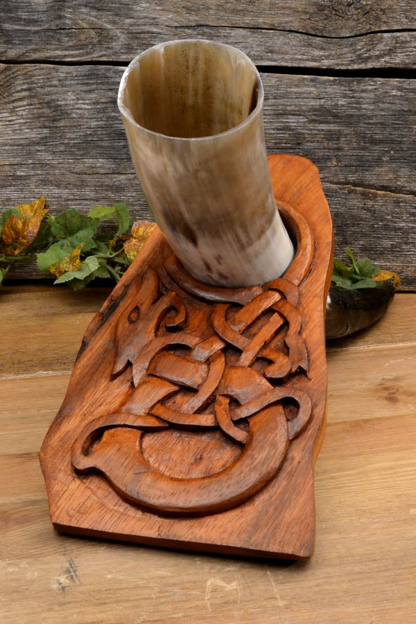 Viking Drinking Horn Stand Runestone Dragon
