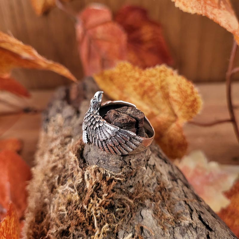 Viking ring Raven made of silver