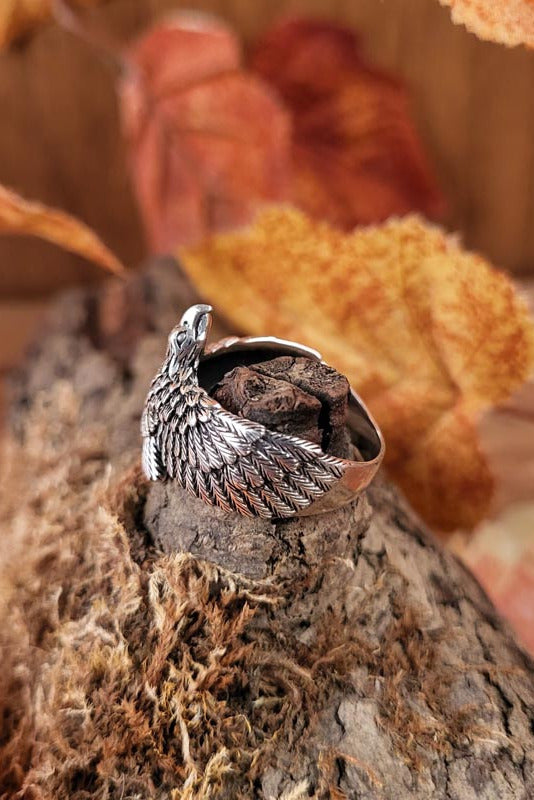 Viking ring Raven made of silver