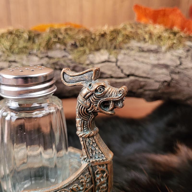 Viking Ship with Salt & Pepper Shakers - Bronzed