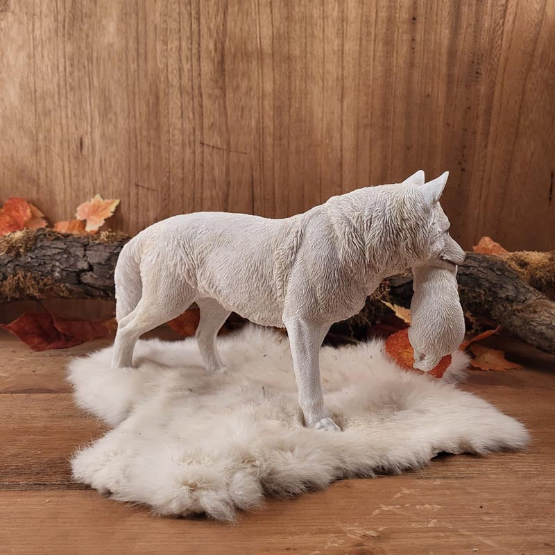 Wolf mother with pup - hand-painted