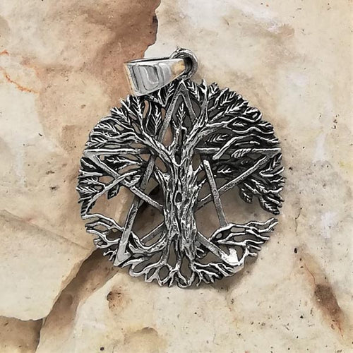 Sterling Silver Amulet Tree of Life with Pentagram