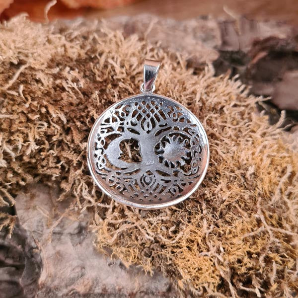 Amulet World Tree with Sun and Moon in Silver