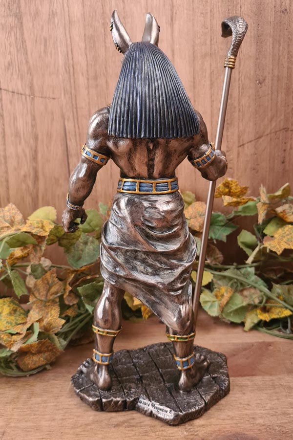 Anubis, God of Death with Cobra Scepter - hand-painted