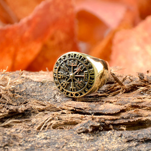 Asatru Bronze Ring Vegvisir