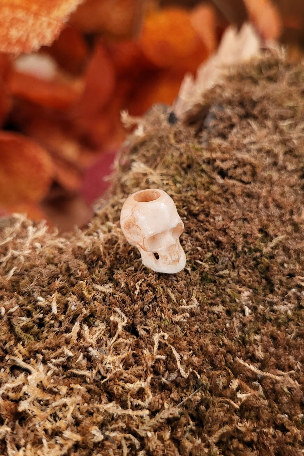 LARP Hair Bead Skull made of Bone