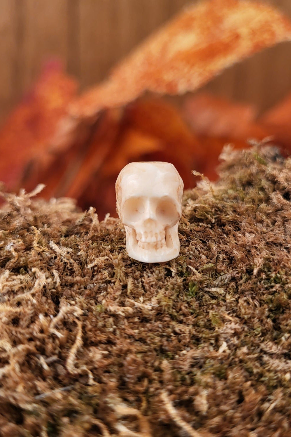 LARP Hair Bead Skull made of Bone