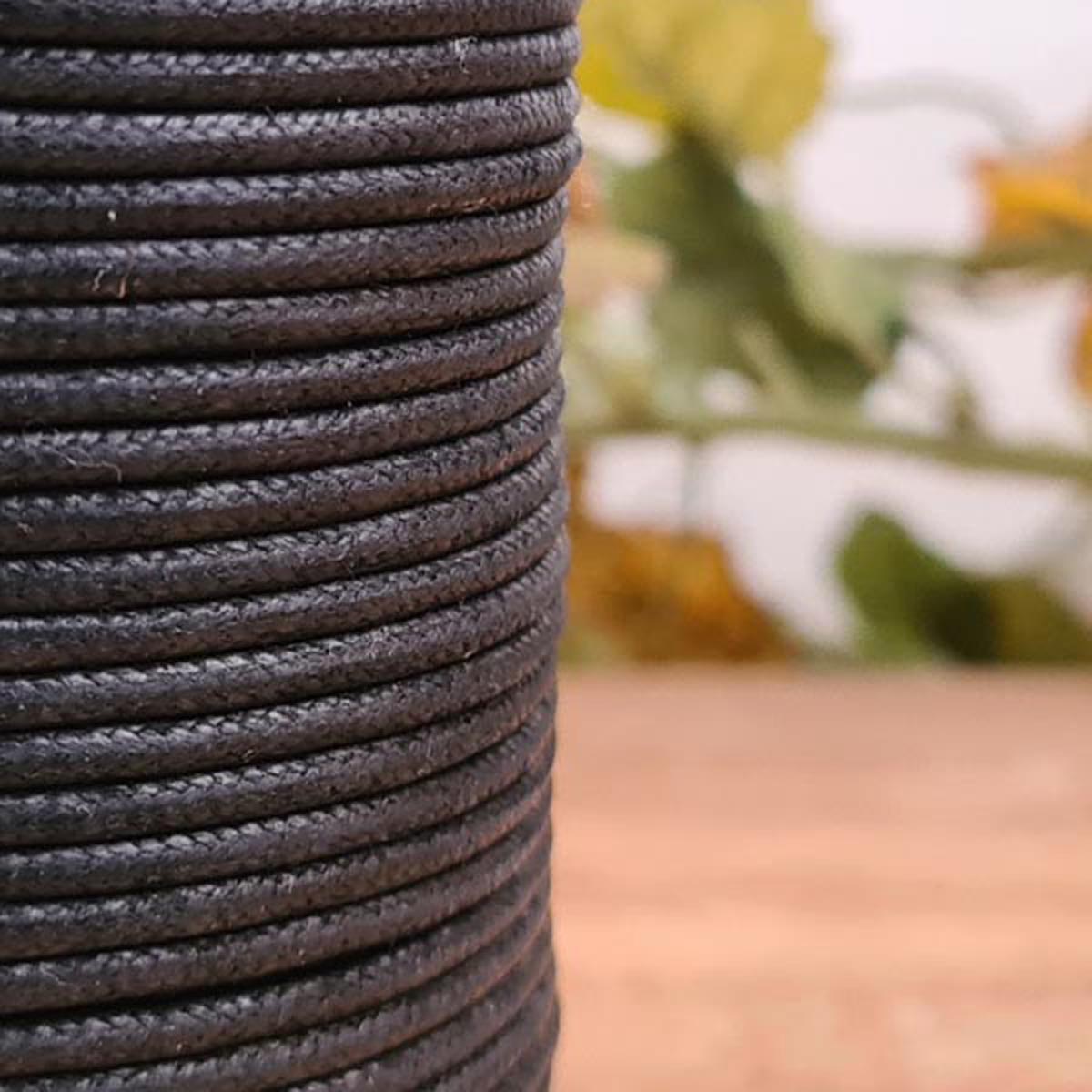 Cotton cord 2 mm waxed & braided