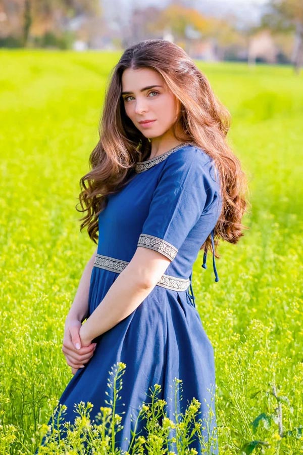 Mittelalter Sommerkleid mit Bordüre kurzarm