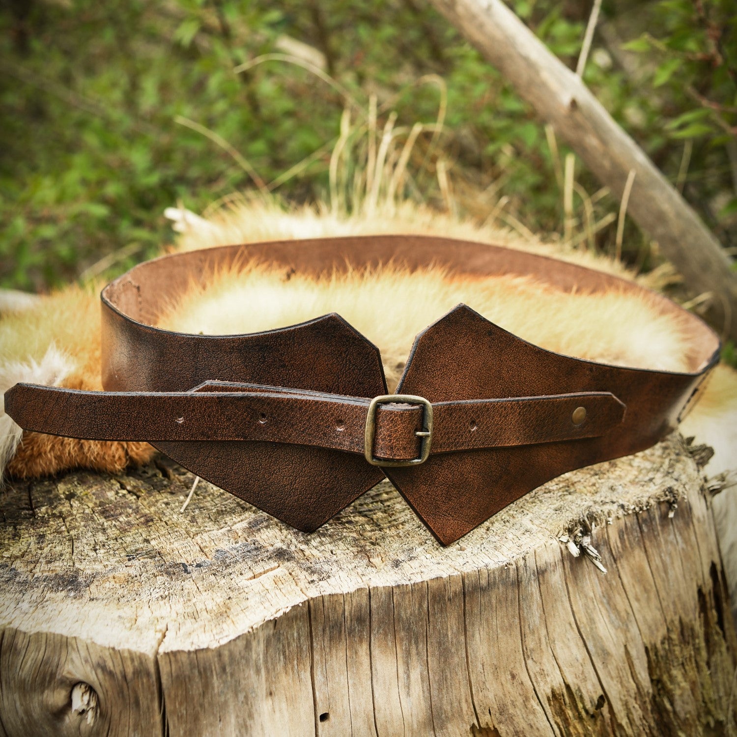 Simple buffalo leather corset belt
