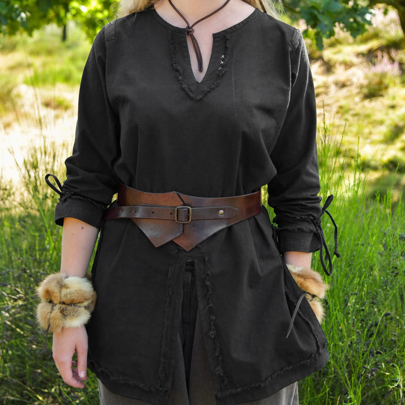 Simple buffalo leather corset belt