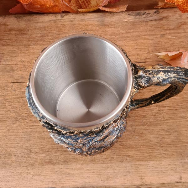 Eulenkrug mit Edelstahleinsatz - handbemalt