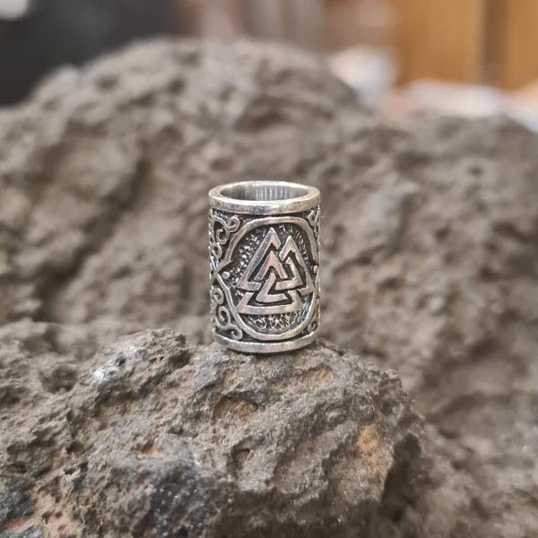 Wikinger Haarperle Valknut aus Silber - Auslaufmodell