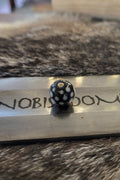 Mittelalter Kugelperle schwarz mit weißen Punken aus Glas