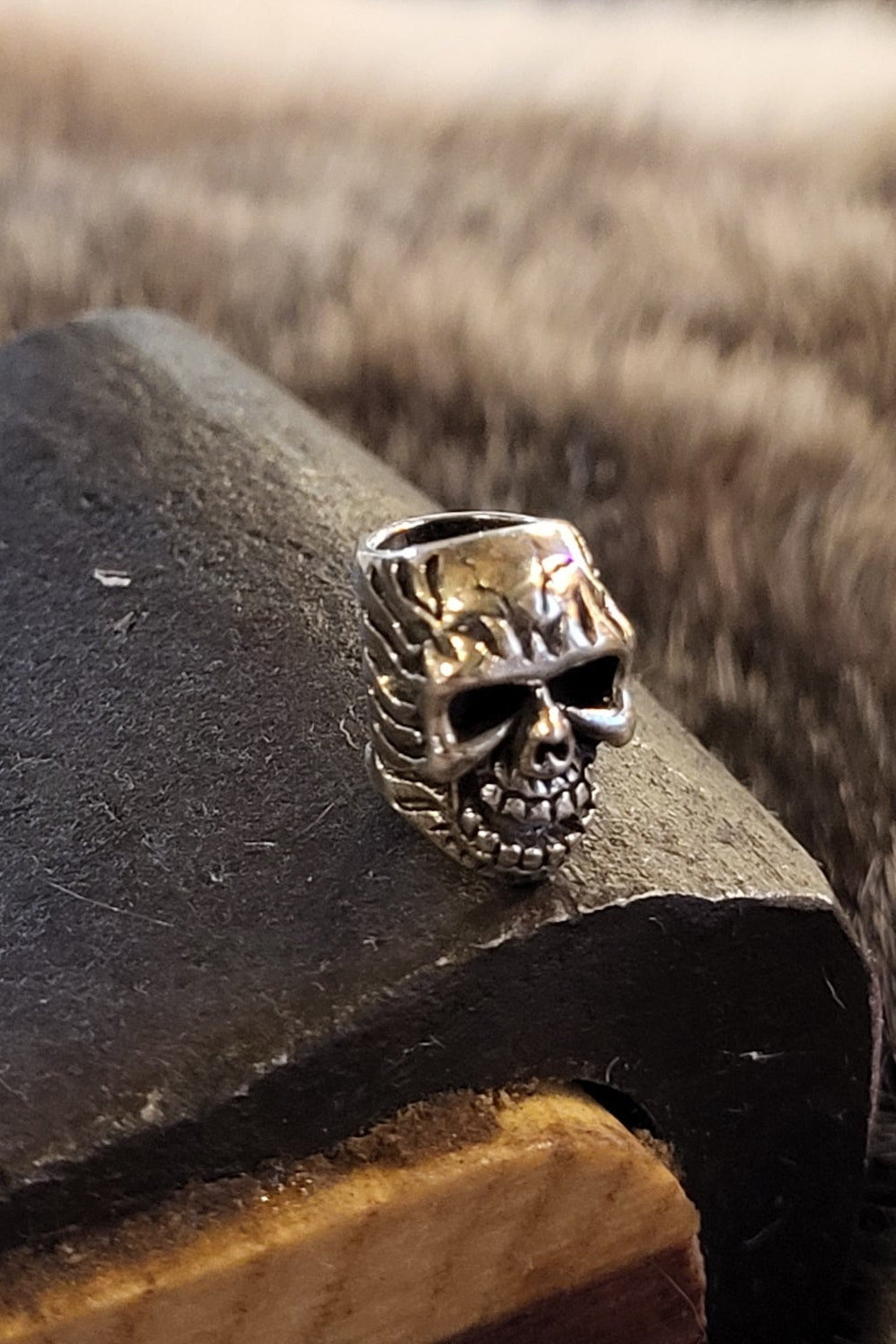 Gothic Bart & Schmuckperle Schädel aus Silber