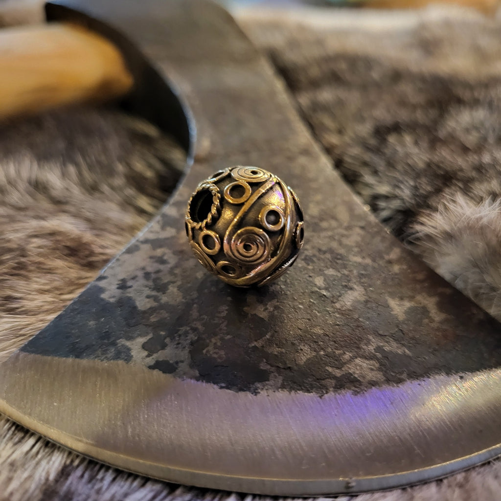 Wikinger Kugelperle Spirale aus Bronze