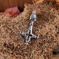 Large Viking Wolf Cross in Silver