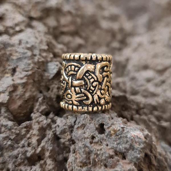 Große Wikinger Bartperle im Jelling-Stil aus Bronze