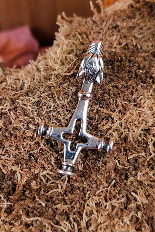 Large Viking Wolf Cross in Silver